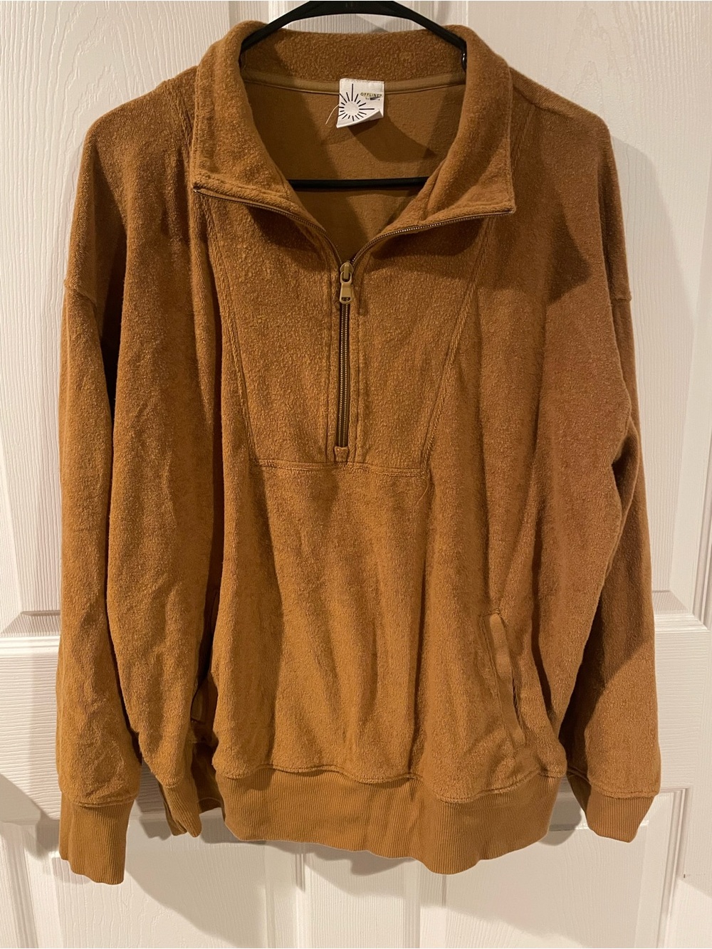 aerie Half-Zip Terry Pullover - Brown size medium